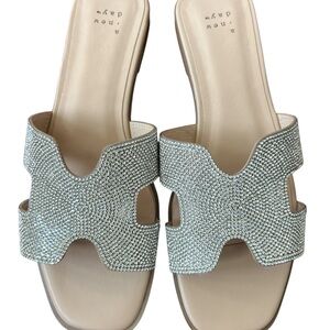 a new day Silver Sandals with Crystal H-Strap